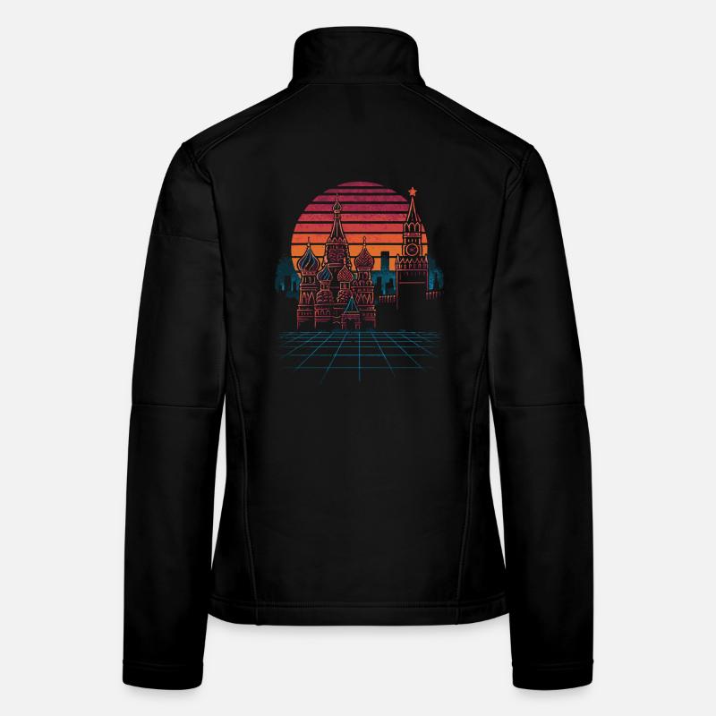 Neon Moscow Skyline Retro Women's Softshell Jacket
