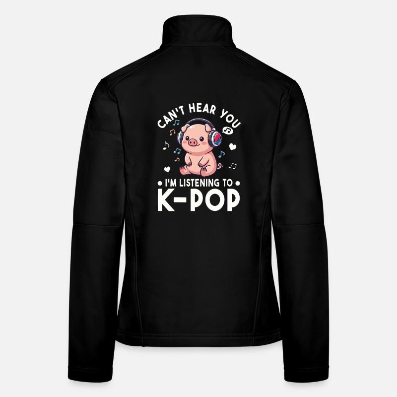 K-Pop Piggy – Conception des éventails de musique Kawaii Veste en tissu softshell Femme