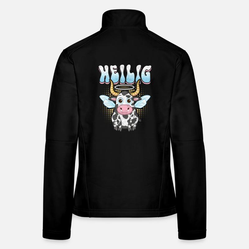 Vache Sacrée avec Auréole et Ailes Veste en tissu softshell Femme
