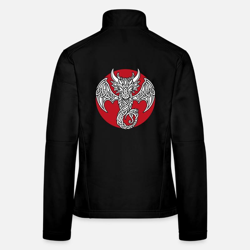 Weißer keltischer Drache auf Rot - Frauen Softshelljacke - Schwarz