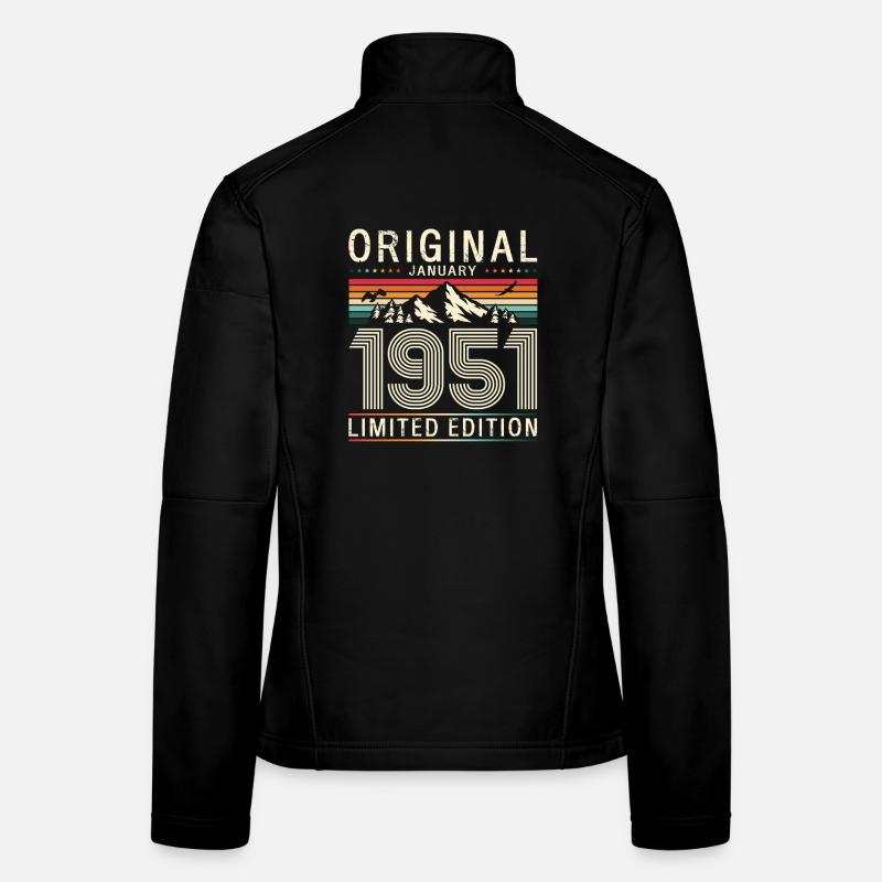 75e anniversaire Original janvier Né en 1951 Veste en tissu softshell Femme
