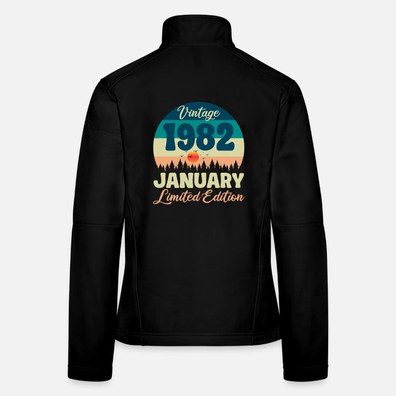 Geburtstag Januar 1982 Geschenk Vintage Limited Frauen Softshelljacke
