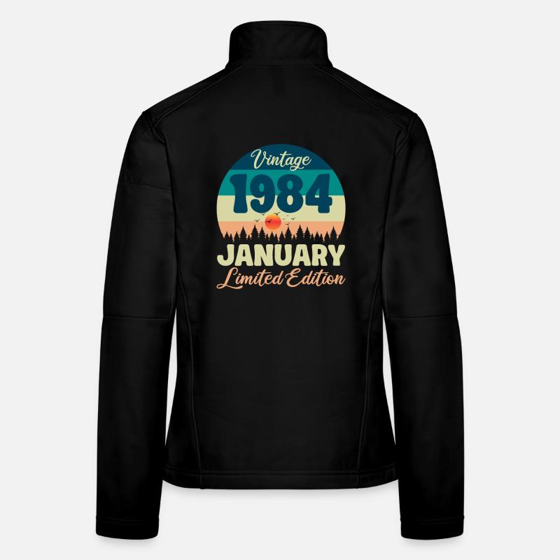 Birthday January 1984 Gift Vintage Limited - Women's Softshell Jacket - black