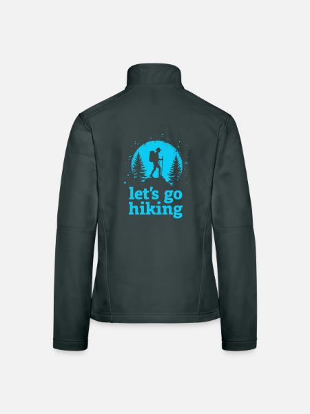 Let's go hiking Bergsteiger Wanderer Silhouette - Frauen Softshelljacke - Schwarz - Hinten