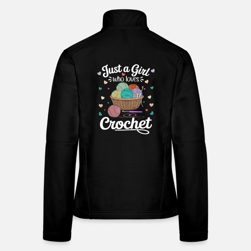 Buntes Häkeln Hobby & Wolle Liebhaberin - Frauen Softshelljacke - Schwarz