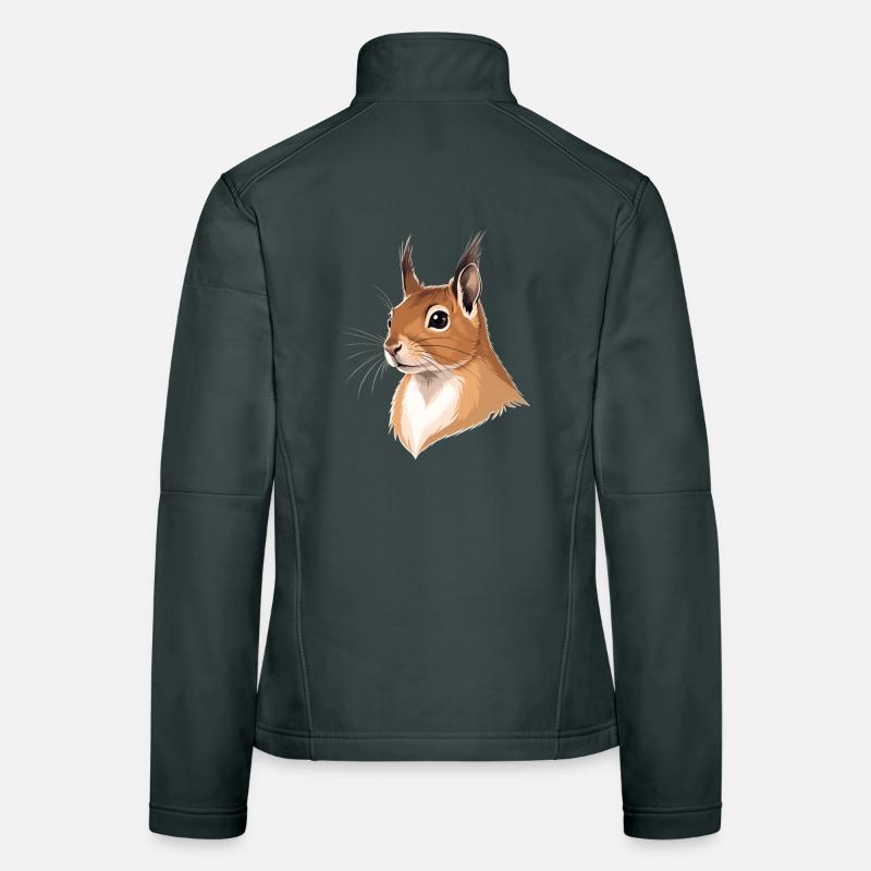 Illustrated Squirrel Head Women's Softshell Jacket