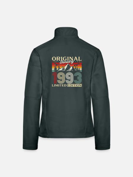 33. Geburtstag Original Januar Jahrgang 1993 - Frauen Softshelljacke - Dunkelgrau - Hinten