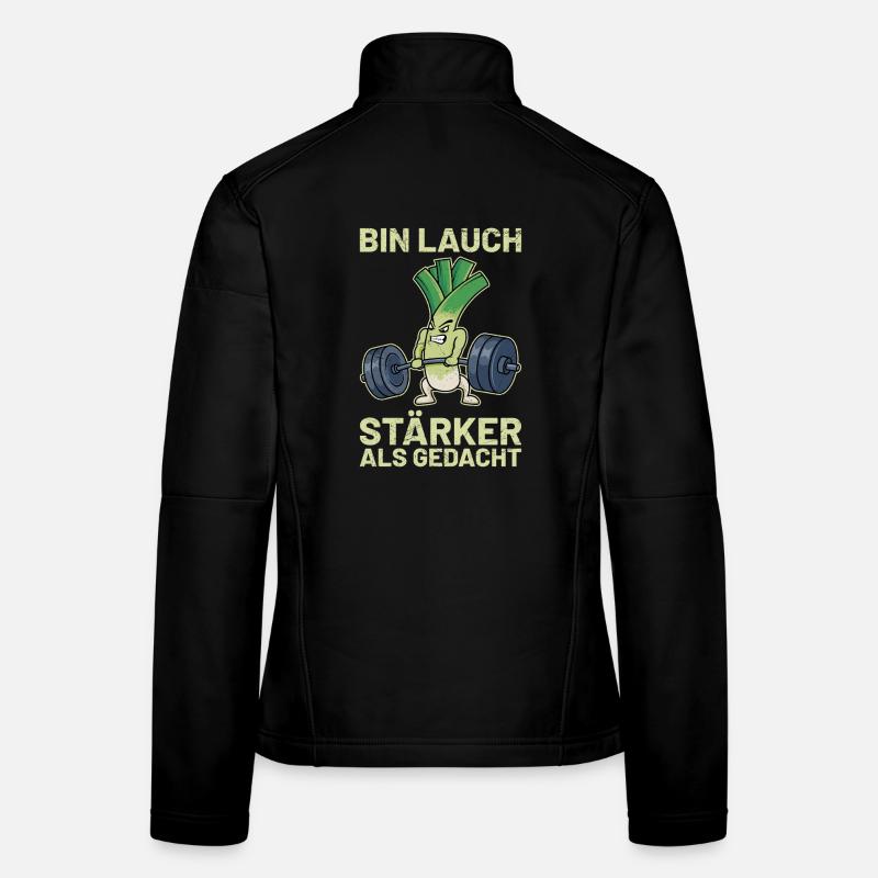 Weightlifter BIN LEEK STRONGER THAN EXPECTED Funny Women's Softshell Jacket