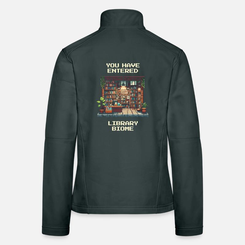 Entering the Library Biome | Library Reading Books Women's Softshell Jacket