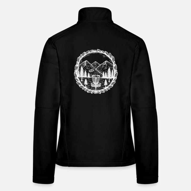 Disc Golf Scène Montagne Basket Volant Veste en tissu softshell Femme