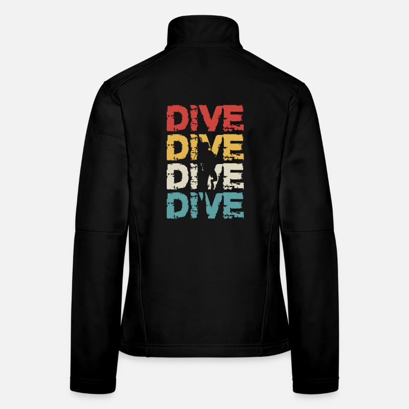 Design rétro vintage diver Veste en tissu softshell Femme