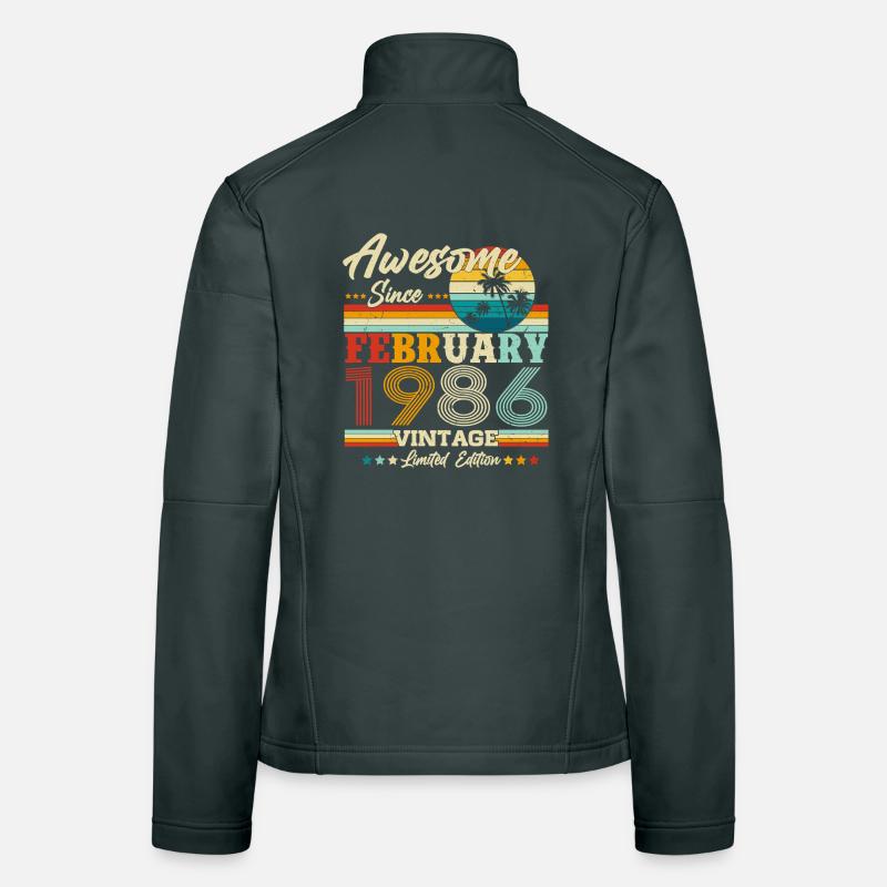 Février 1986 Vintage Rétro Anniversaire Veste en tissu softshell Femme