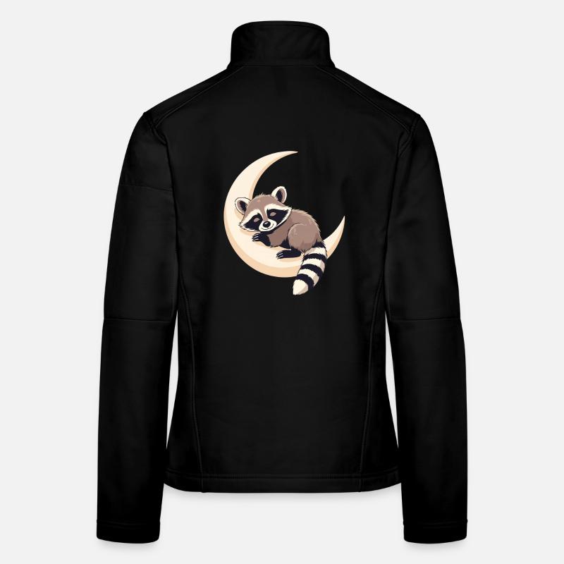 Lunar raccoon on the crescent Women's Softshell Jacket