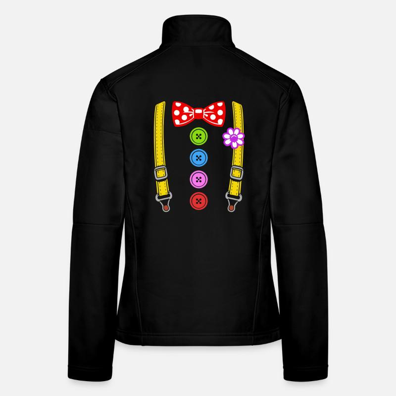 Buntes Clown Kostüm mit Hosenträgern Frauen Softshelljacke