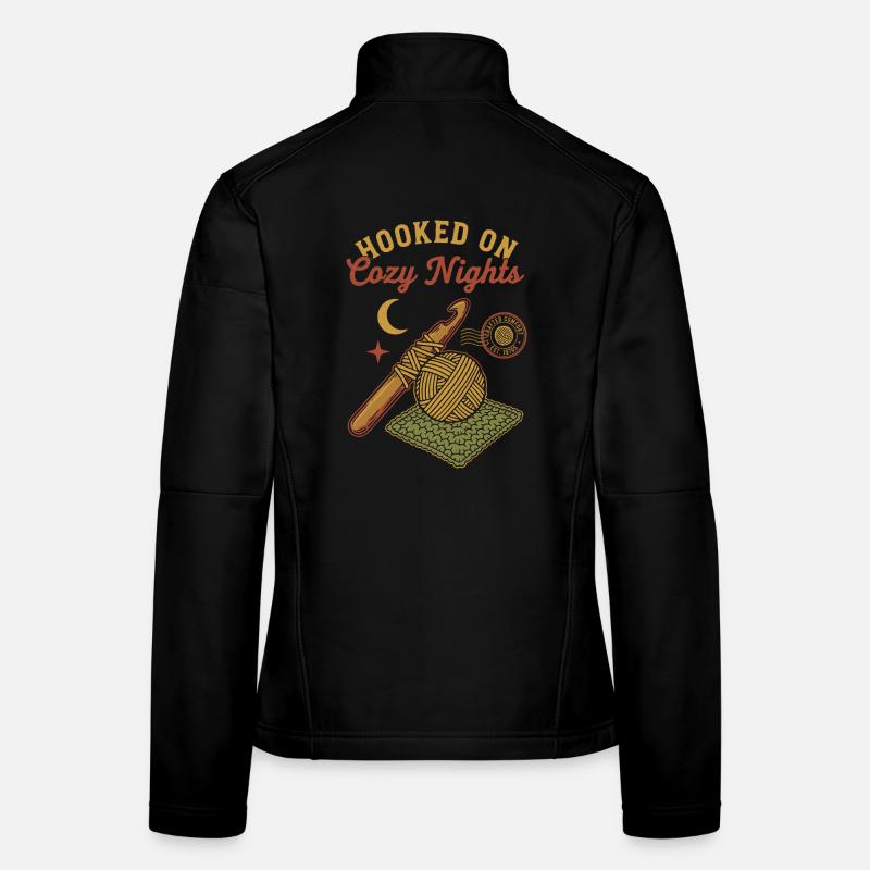 Hooked On Cozy Nights Crochet Lover Funny Women's Softshell Jacket