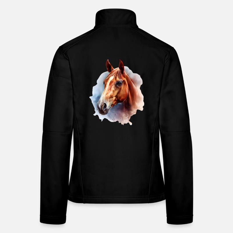 Pferde-Aquarell auf Himmelshintergrund Frauen Softshelljacke
