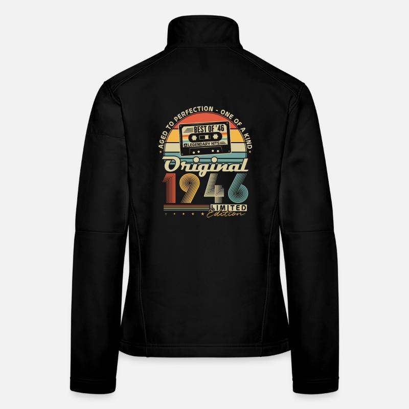 1946 Vintage 80th Birthday Gift Retro - Women's Softshell Jacket - black