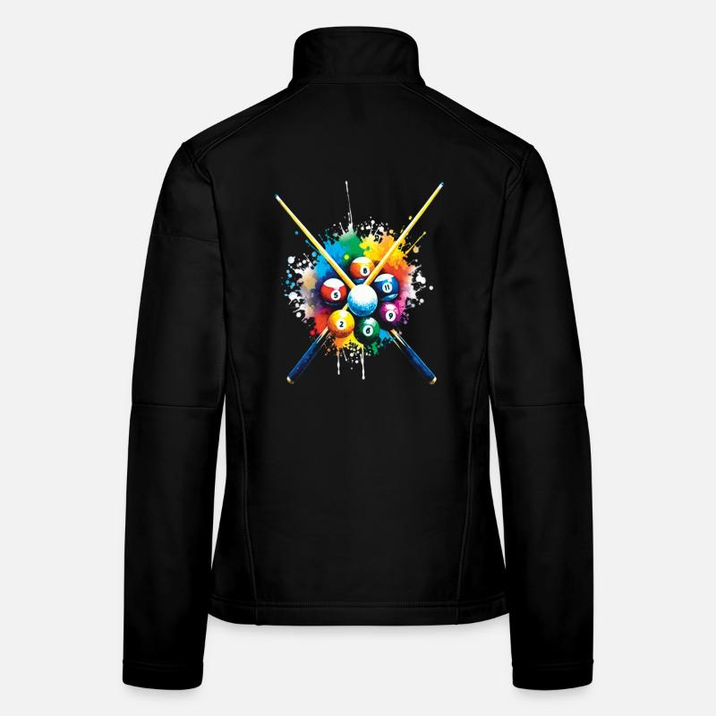 Billard - Illustration balles de billard colorée Veste en tissu softshell Femme