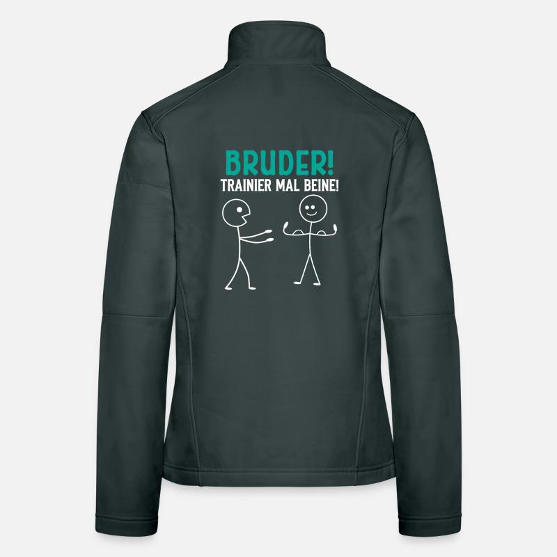 Strichmännchen BRUDER TRAINIER MAL BEINE Lustig Frauen Softshelljacke