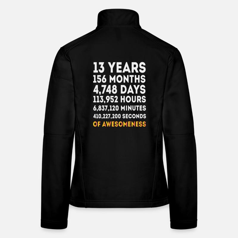 Design du compte à rebours des 13 ans pour adolescents Veste en tissu softshell Femme