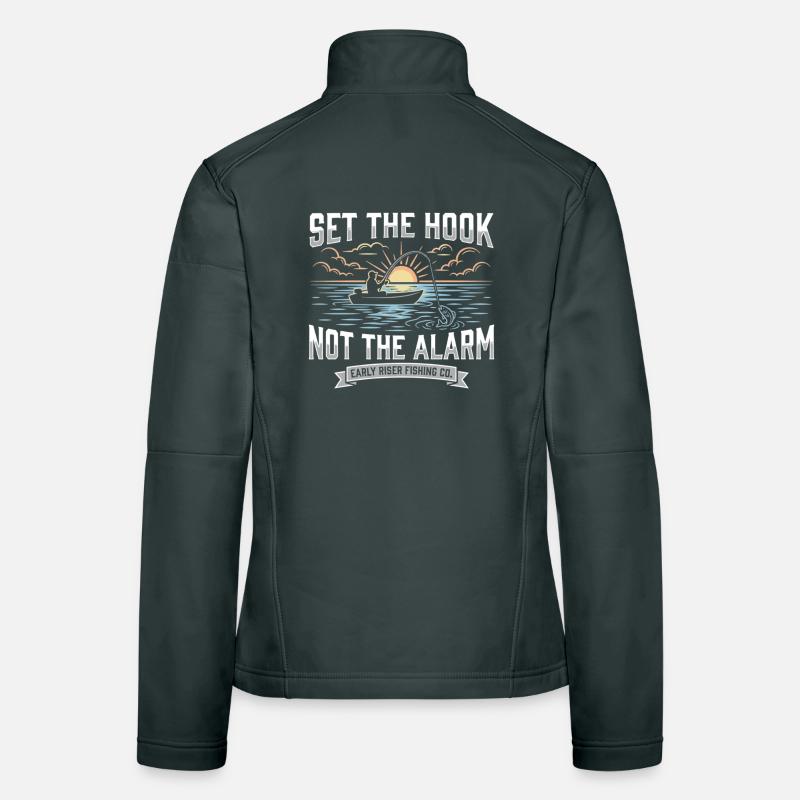 Attrape l’hameçon, pas l’alarme, pêcheur Lever du soleil Veste en tissu softshell Femme