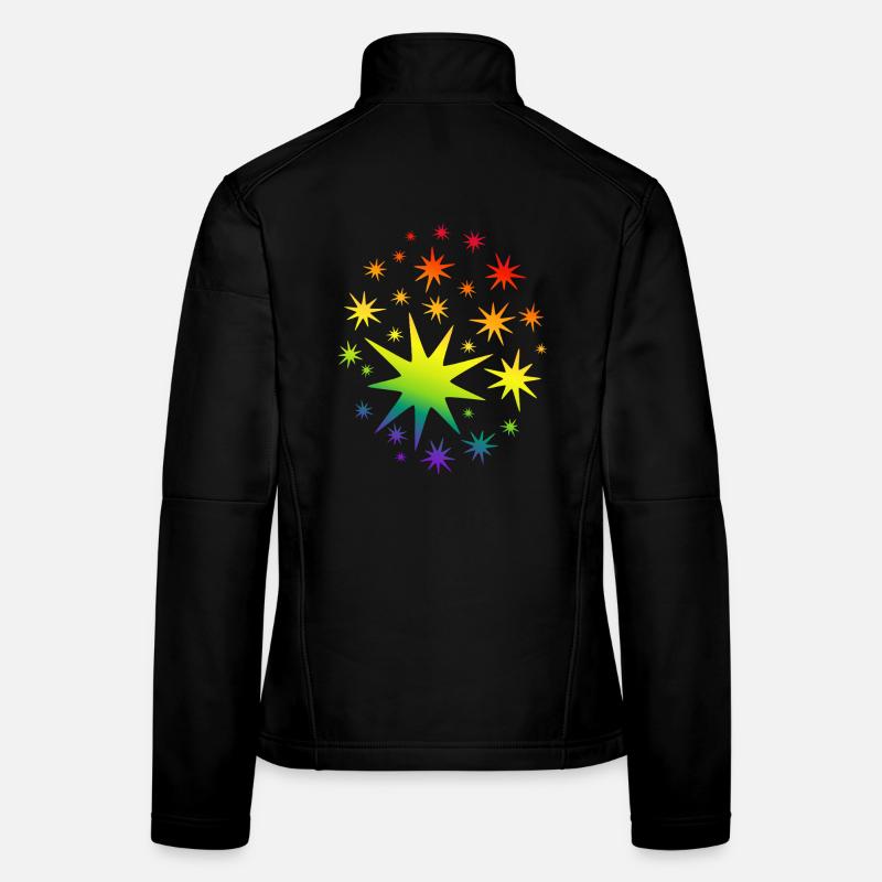 Colorful Stars Rainbow Gradient Women's Softshell Jacket