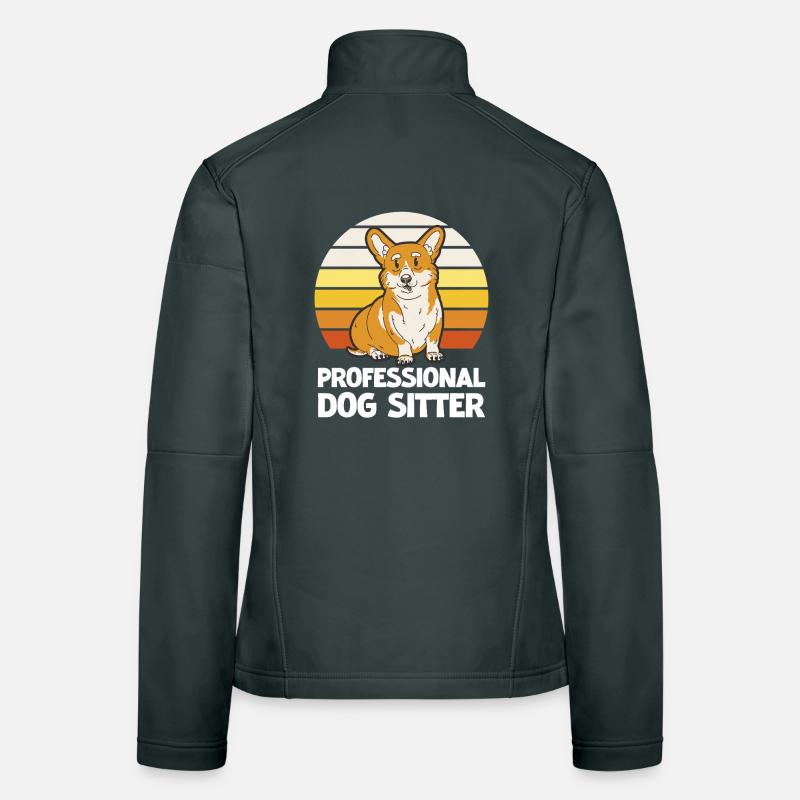 Corgi Dog Sitter Professionnel Rétro Veste en tissu softshell Femme