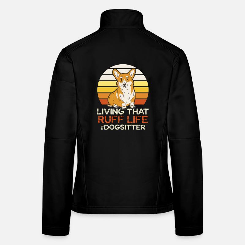 Ruff Life Corgi Retro Sunset Veste en tissu softshell Femme