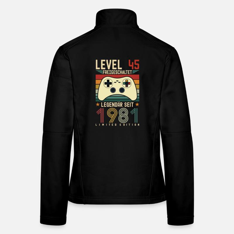Niveau 45 débloqué 45e anniversaire 45 ans Veste en tissu softshell Femme