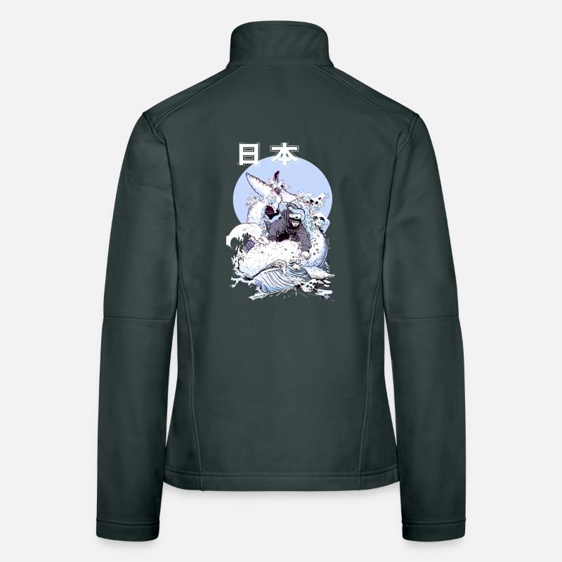 Japanischer Wal Kampf – Ukiyo-e Meereskunst Frauen Softshelljacke