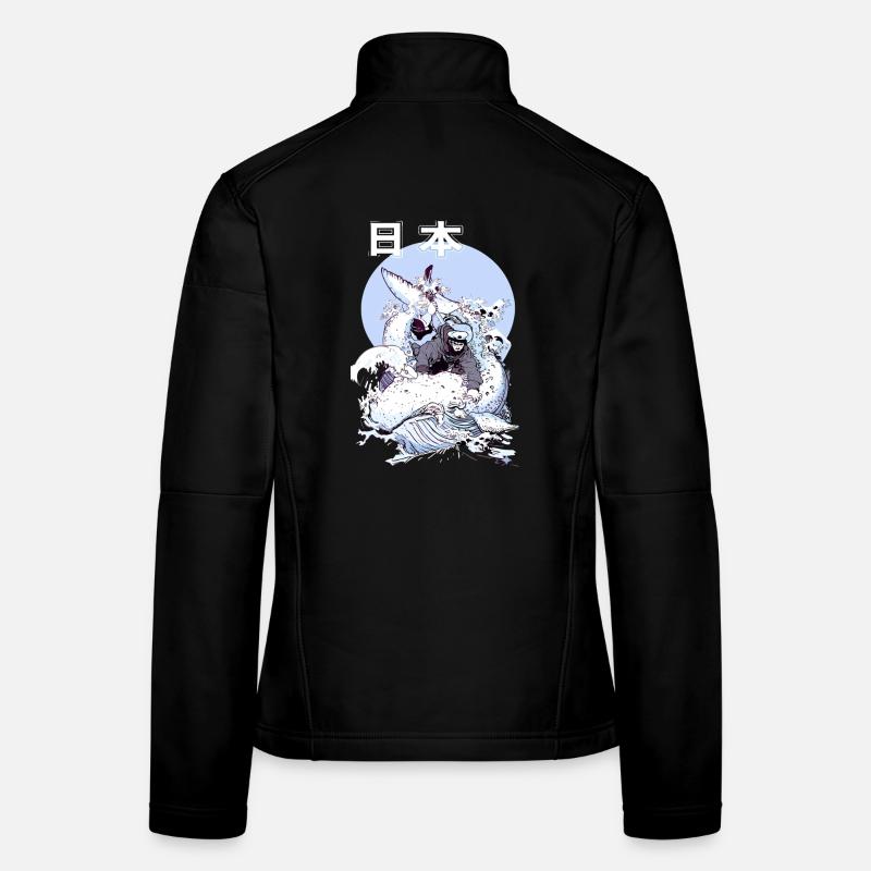 Japanischer Wal Kampf – Ukiyo-e Meereskunst Frauen Softshelljacke