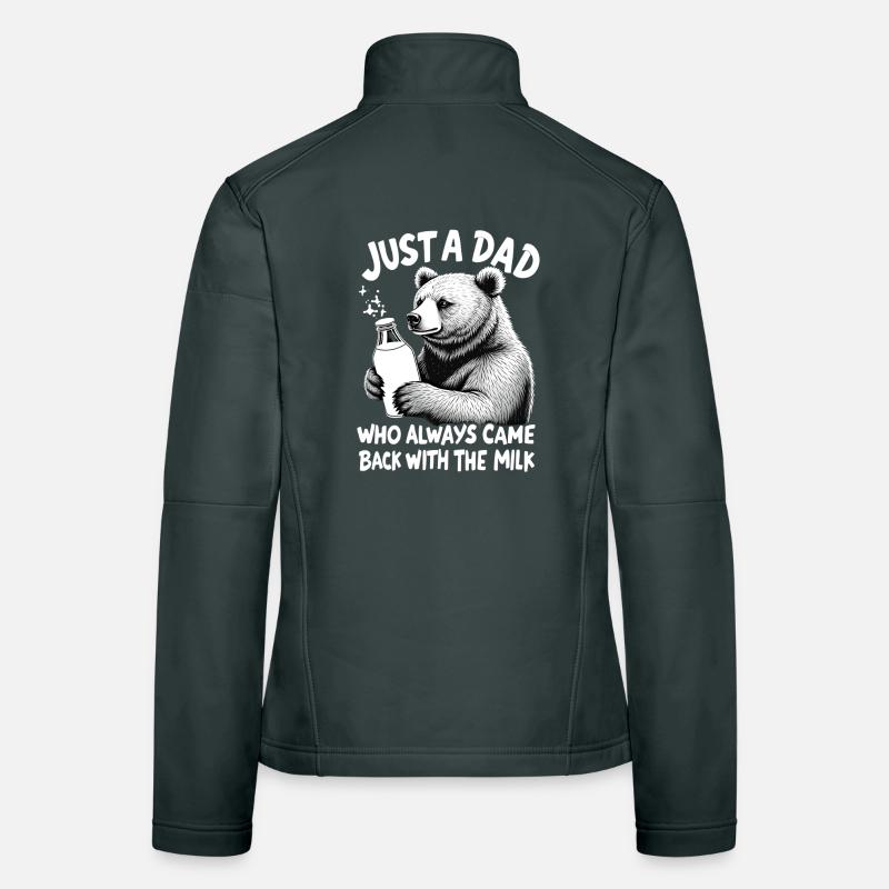 Bär mit Milch – Vatertier Spruch Frauen Softshelljacke