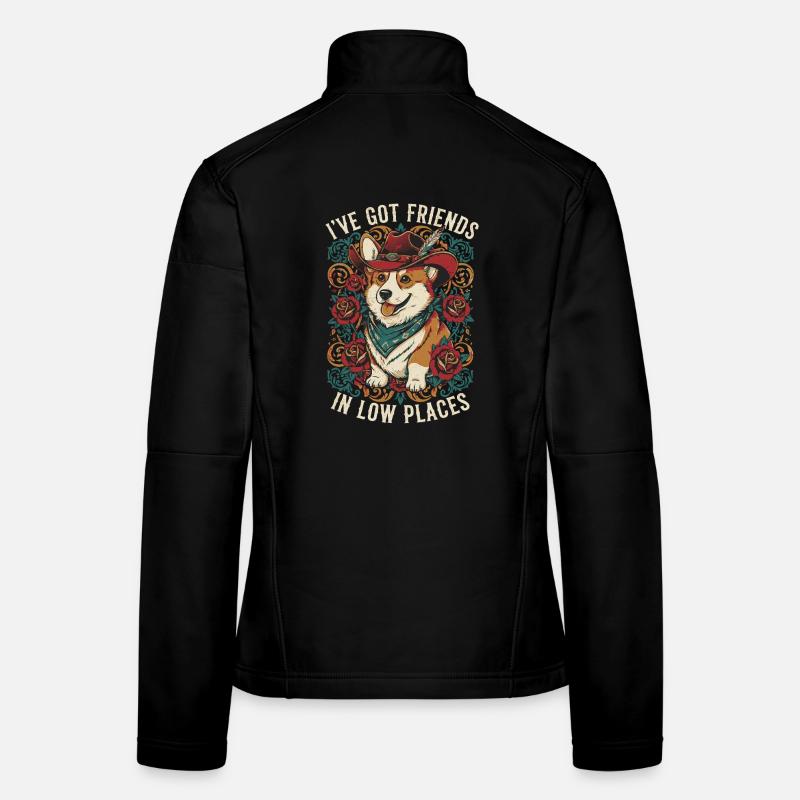 Cowboy Corgi Hund Frauen Softshelljacke
