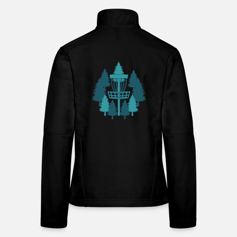 Disc-Golf-Korb im Wald Frisbee Golf fliegen - Frauen Softshelljacke - Schwarz