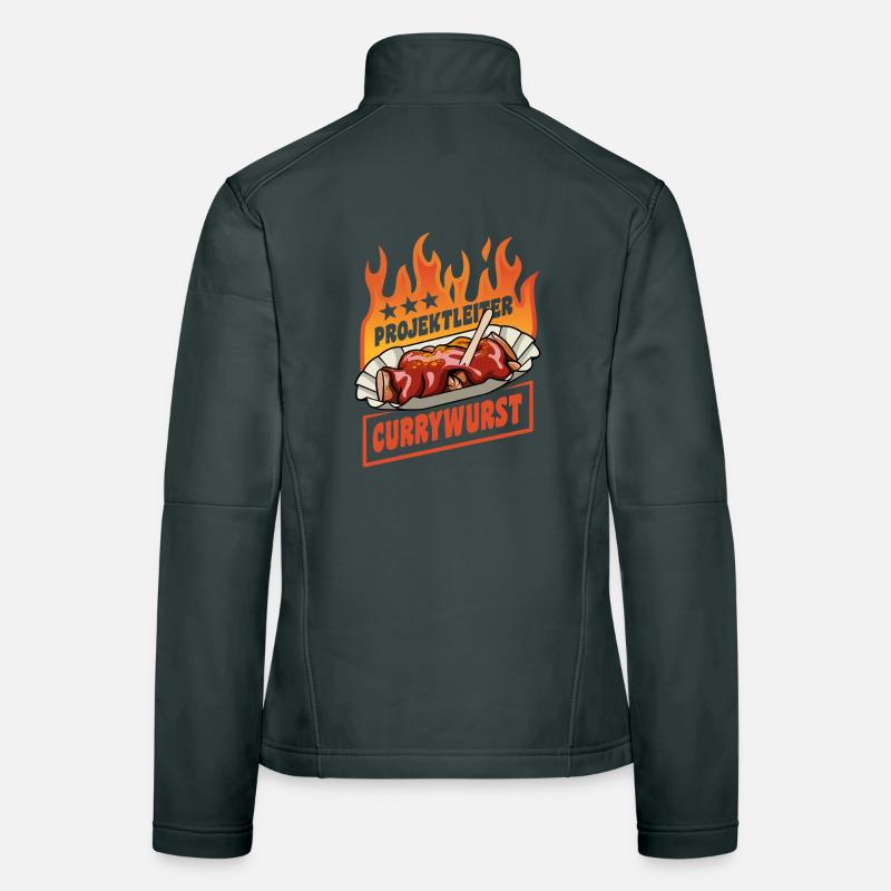 Chef de projet Currywurst | Restauration rapide | Flammes Veste en tissu softshell Femme
