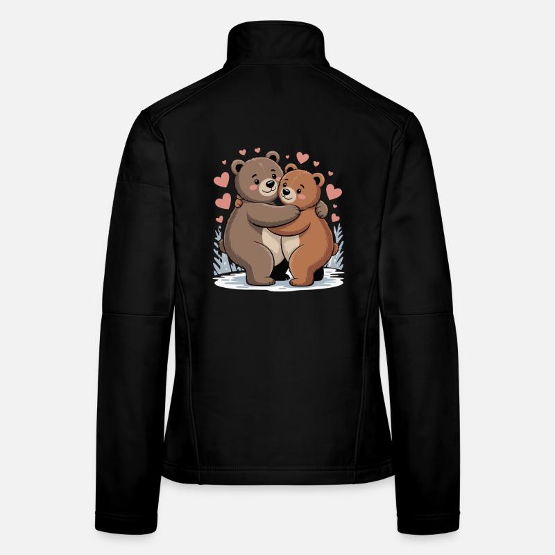 Deux ours s’embrassent avec des cœurs Veste en tissu softshell Femme