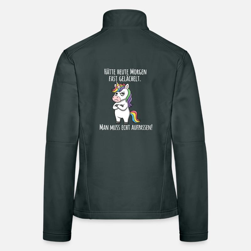 Almost Smiled – Grumpy Unicorn Morning Grouch Women's Softshell Jacket