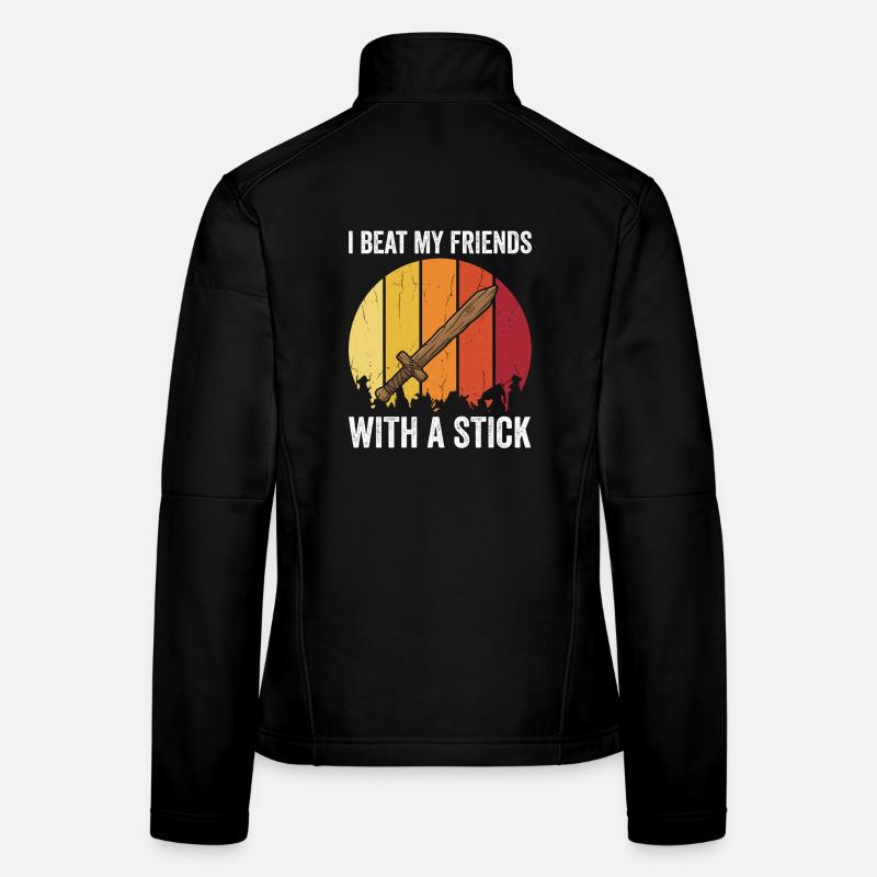 I Beat My Friends With A Stick – Retro Design Women's Softshell Jacket