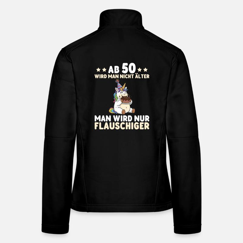 50. Geburtstag Einhorn – Man wird nur flauschiger - Frauen Softshelljacke - Schwarz