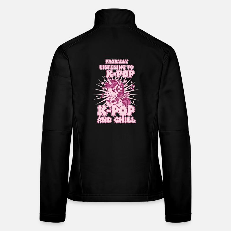 Wahrscheinlich höre ich K-Pop und Chill Unicorn Frauen Softshelljacke
