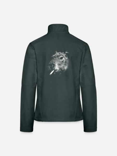 Rauchen, Zigarette, Capybara raucht eine Zigarette - Frauen Softshelljacke - Schwarz - Hinten