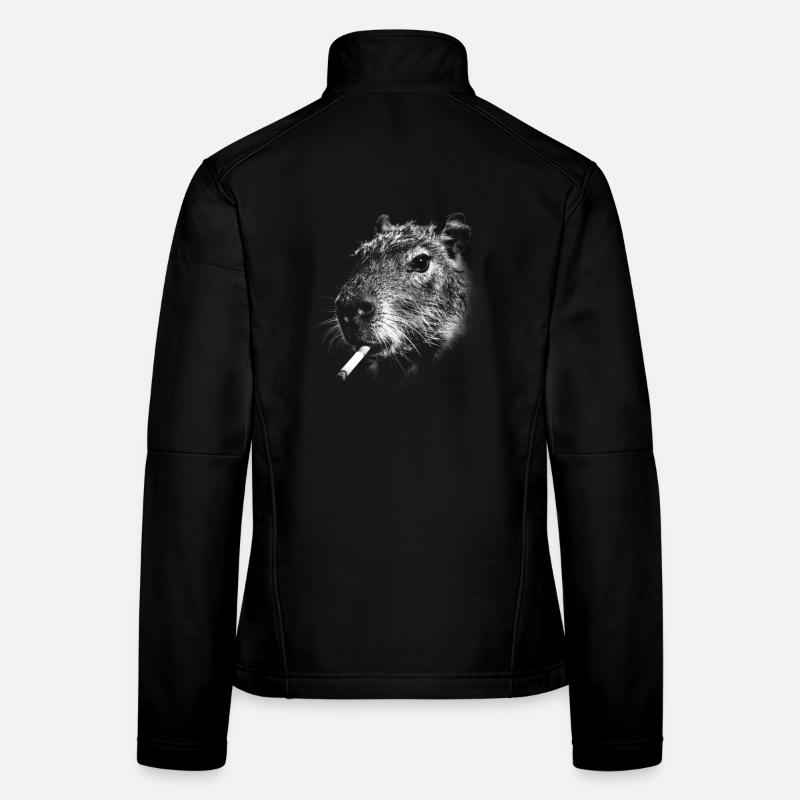 Rauchen, Zigarette, Capybara raucht eine Zigarette Frauen Softshelljacke
