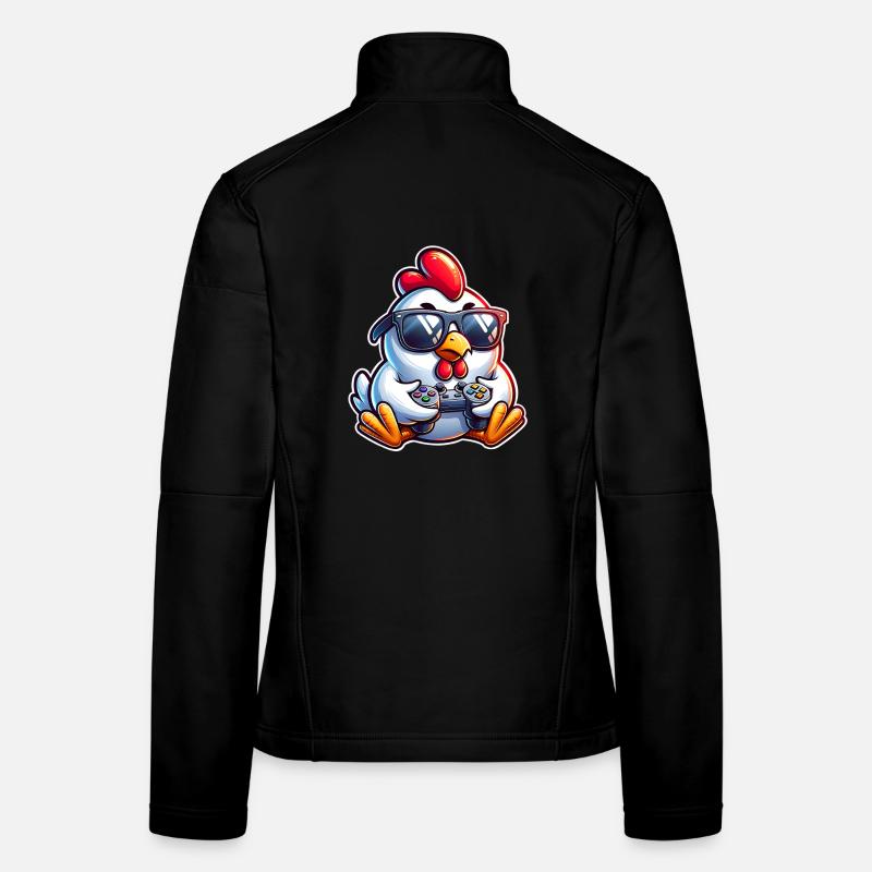 Gamer Chicken with Controller Women's Softshell Jacket