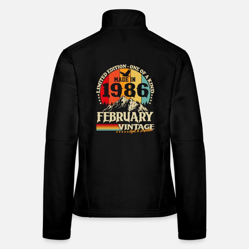 Février 1986 Vintage Rétro Anniversaire Veste en tissu softshell Femme
