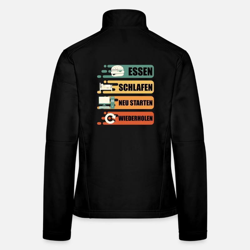 Technischer Support ESSEN SCHLAFEN NEU STARTEN Frauen Softshelljacke
