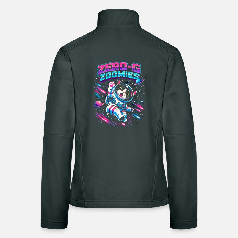 Null-G Zoomies | Astro Cat Space Humor Women's Softshell Jacket