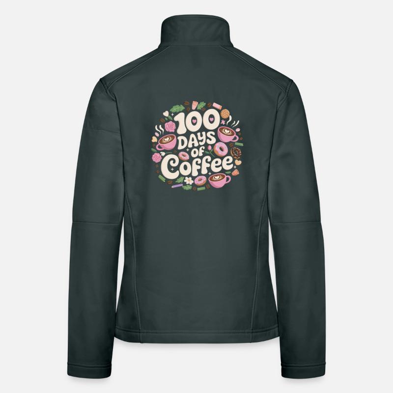 100 Days Coffee Circle Design Women's Softshell Jacket