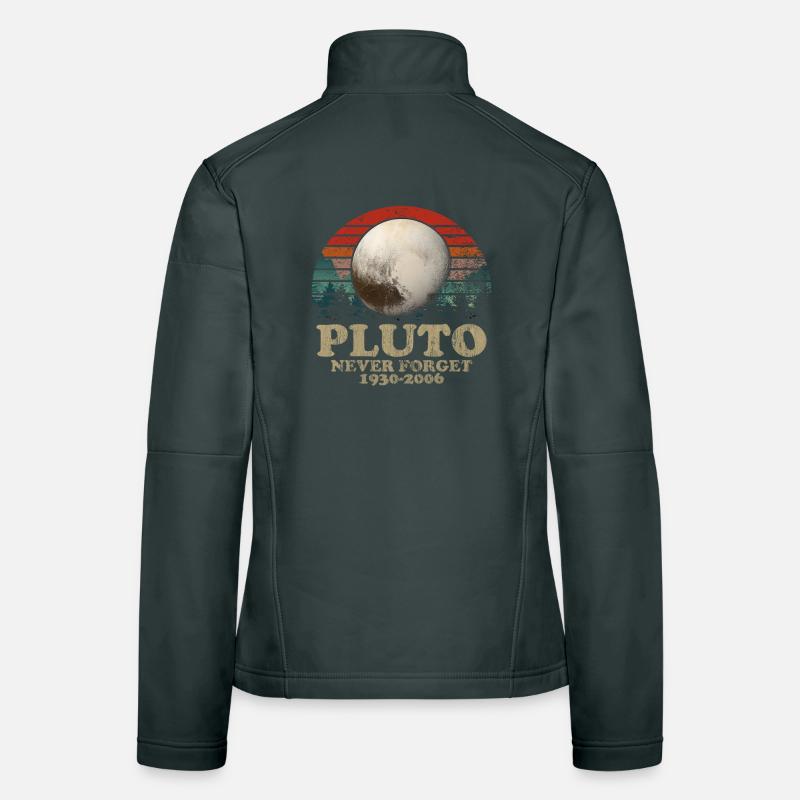 N’oubliez jamais le design rétro spatial vintage de Pluto Veste en tissu softshell Femme