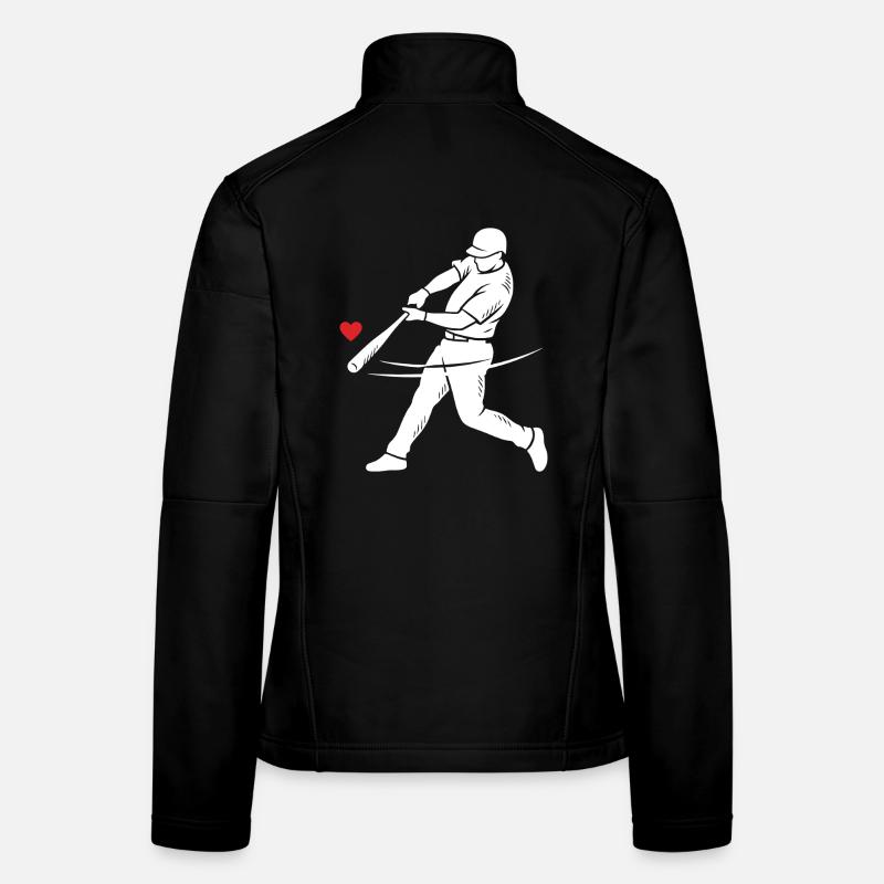 Baseball Batter Silhouette Heart Women's Softshell Jacket