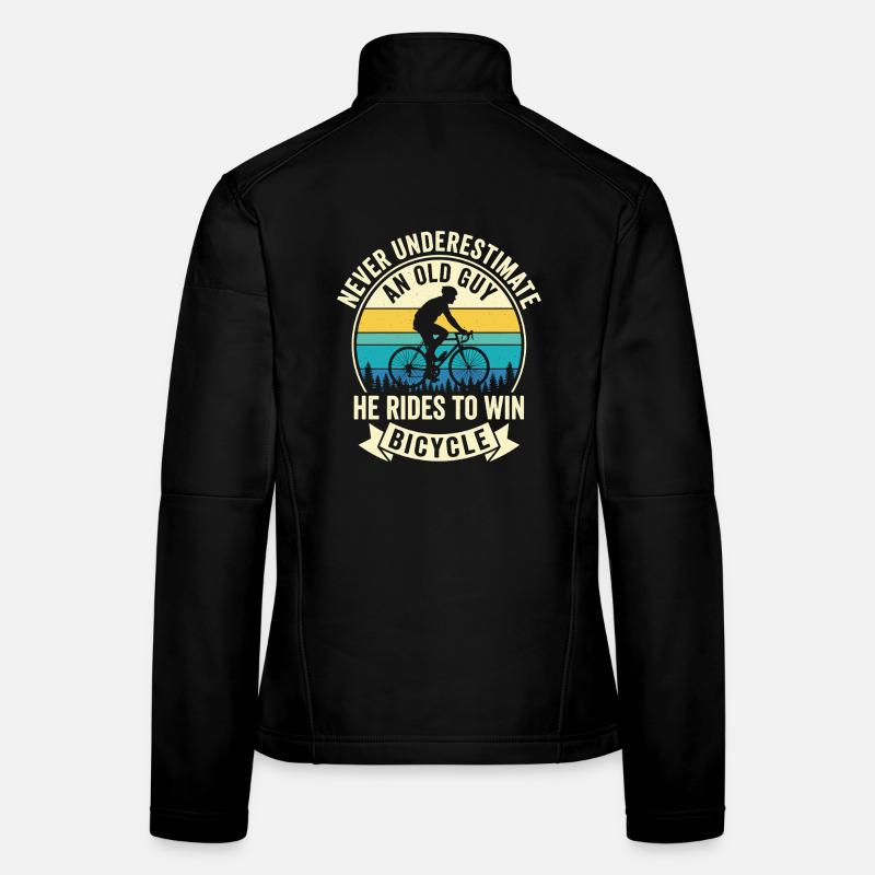 Never Underestimate Old Guy Bicycle Motiv Frauen Softshelljacke